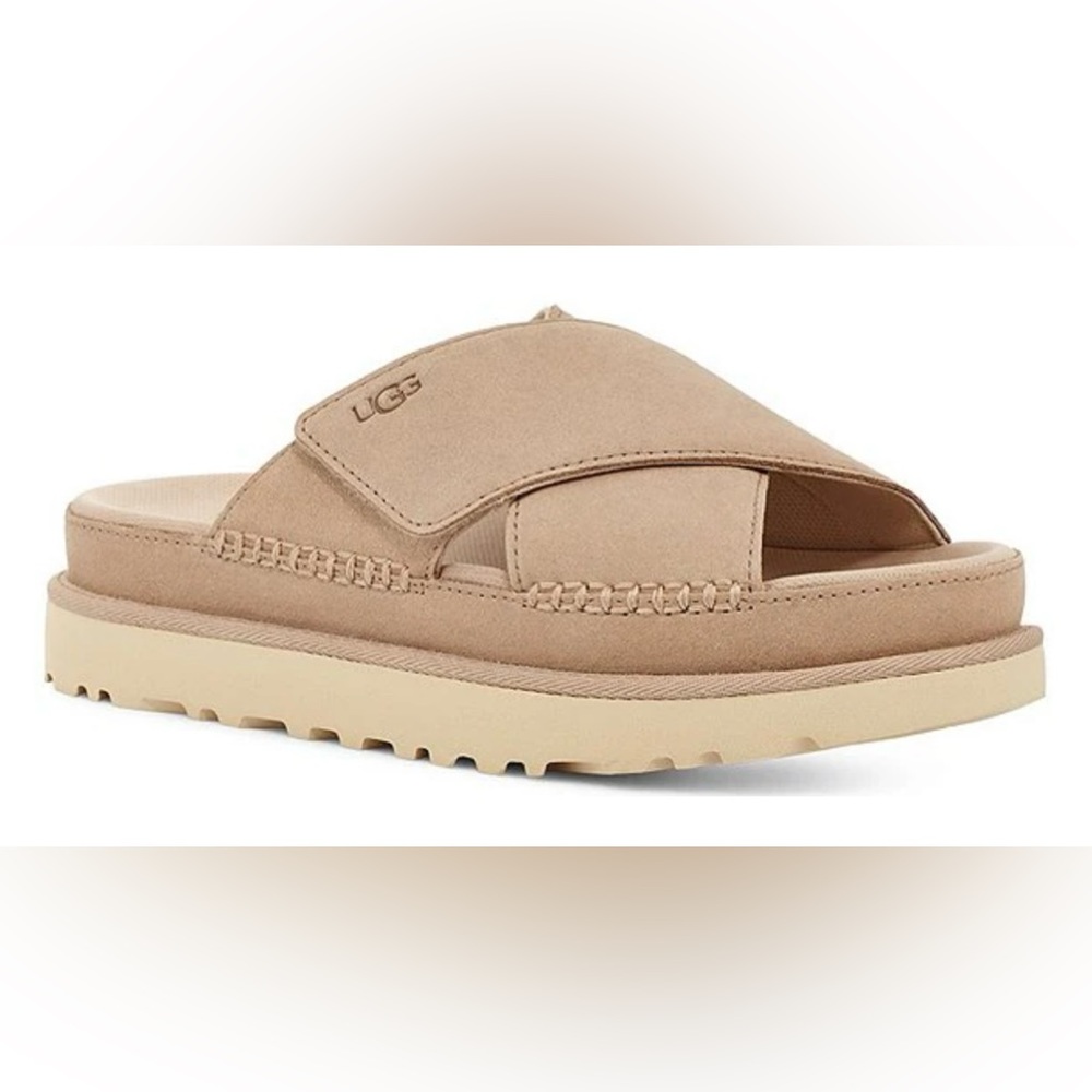 UGG Goldenstar Cross Slide Suede Platform Sandals